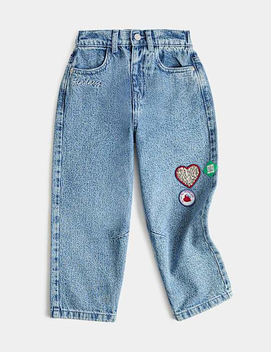 Denim Badge Barrel Leg Jeans (2-8 Yrs)