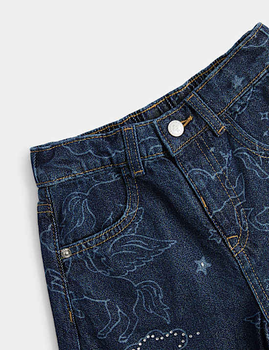 Embellished Denim Barrel Leg Jeans