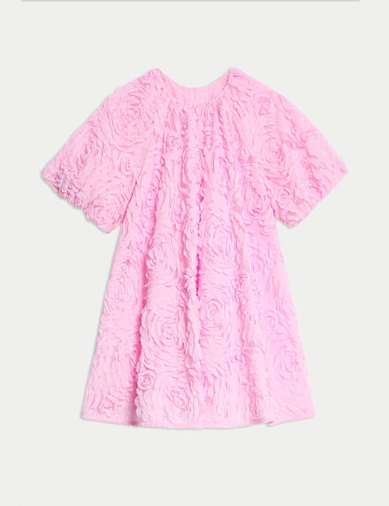 Jurk met mesh met bloemendessin (2-8 jaar)