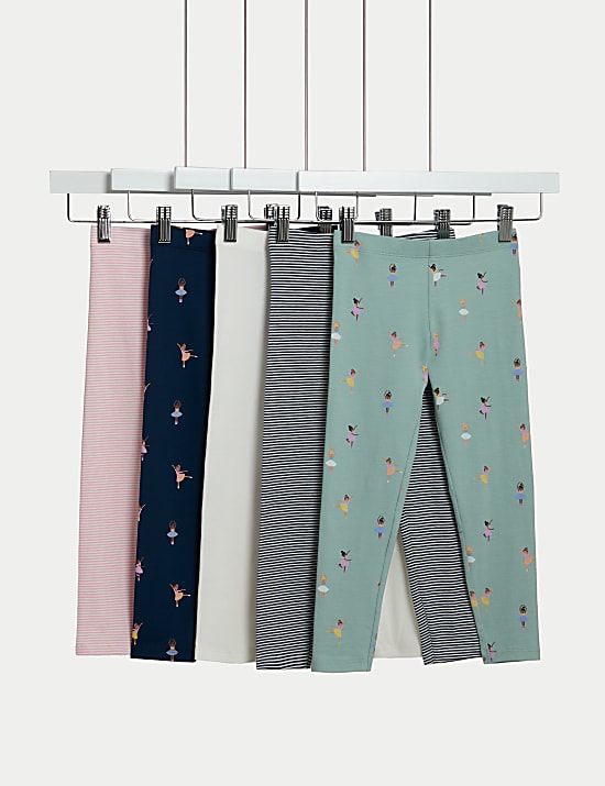 5pk Cotton Rich Ballet Leggings (2-8 Yrs)
