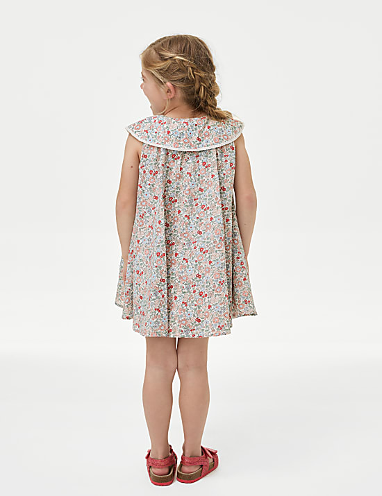 Pure Cotton Floral Dress (2-8 Yrs)