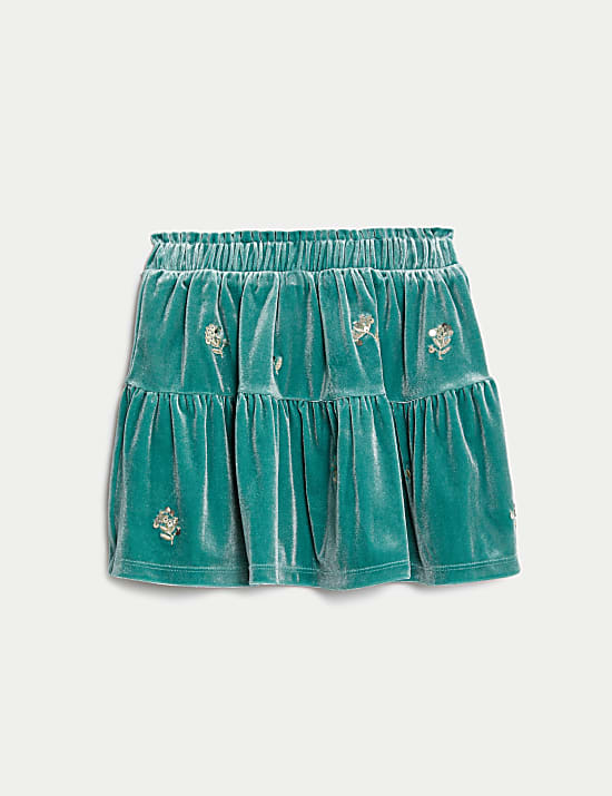 Βελούδινη φούστα με παγιέτες και διακόσμηση (2-8 ετών)