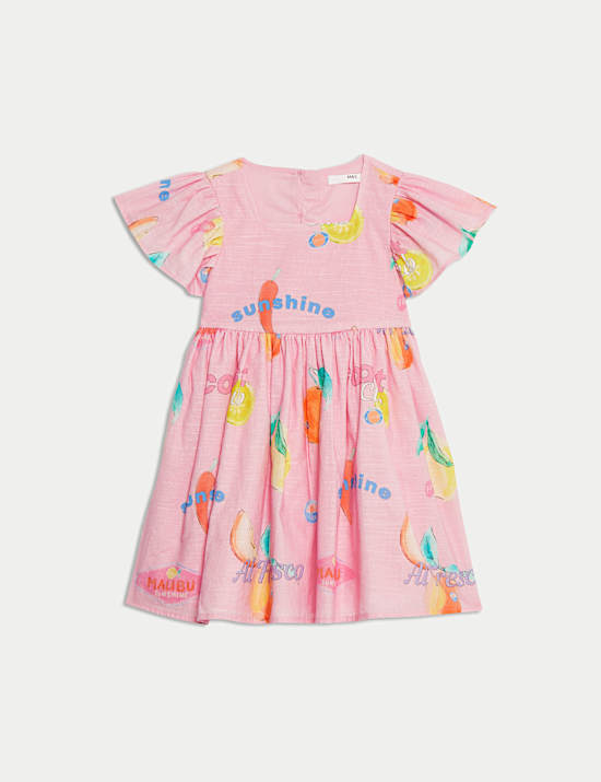 Pure Cotton Fruit Dress (2-8 Yrs)