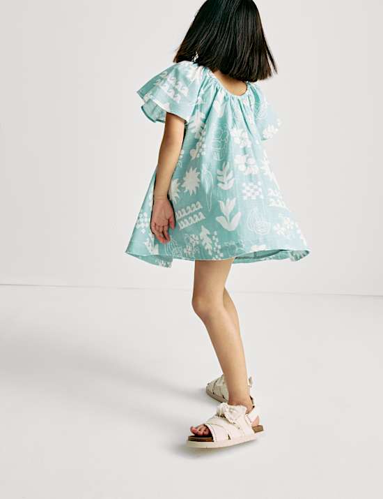 Pure Cotton Surf Print Dress (2-8 Yrs)