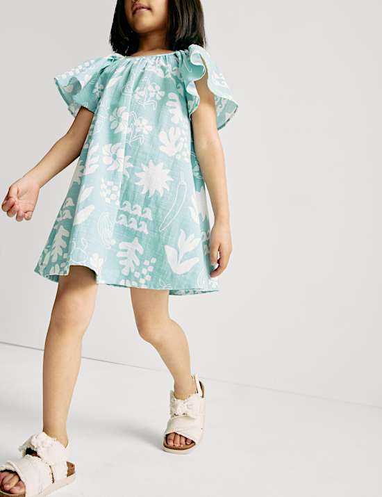 Pure Cotton Surf Print Dress (2-8 Yrs)