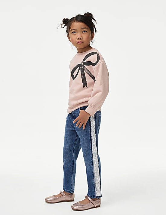 Denim Sequin Side Tape Comfort Jeans (2-8 Yrs)