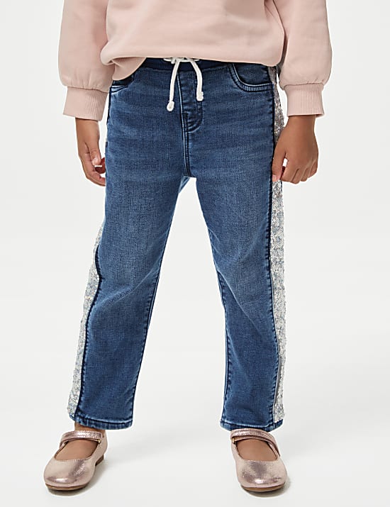Denim Sequin Side Tape Comfort Jeans (2-8 Yrs)