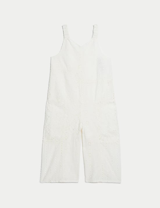 Pure Cotton Broderie Jumpsuit (2-8 Yrs)