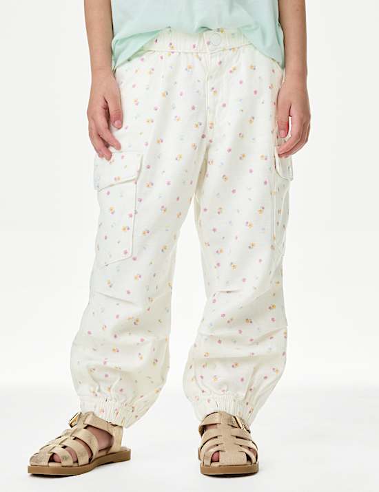 Cotton Rich Ditsy Floral Parachute Trousers (2-8 Yrs)