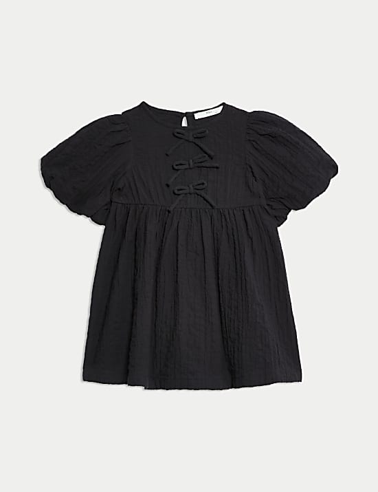 Pure Cotton Bow Dress (2-8 Yrs)