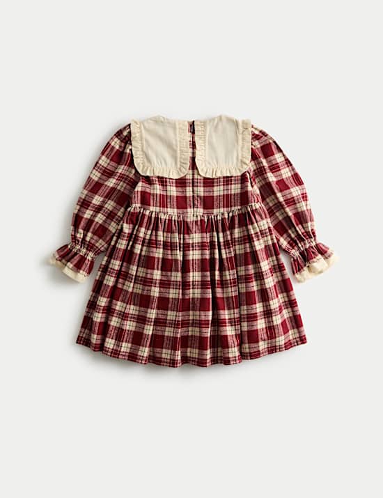 Cotton Rich Checked Party Dress & Tights Set (1-10 Yrs)