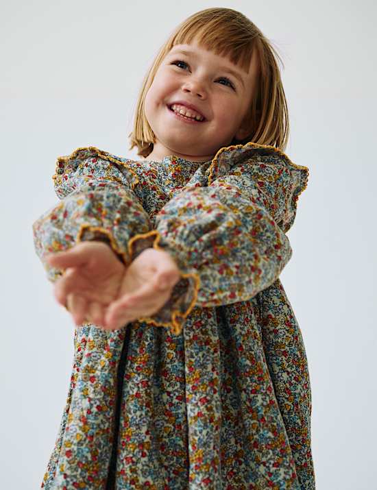 2pc Cotton Rich Floral Dress & Tights Set (1-10 Yrs)