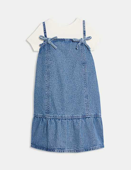 Ensemble 2 pi&egrave;ces robe chasuble 100 % coton (du 2 au 8 ans)