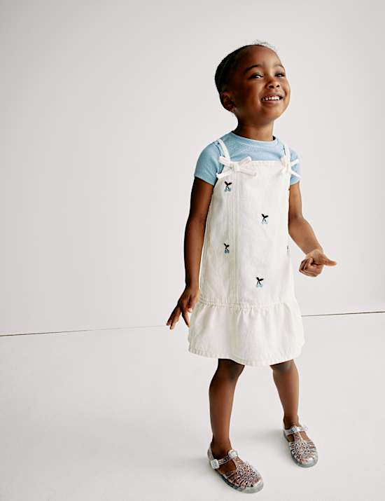 Embroidered Pinafore Dress and T-Shirt (2-16 Yrs)