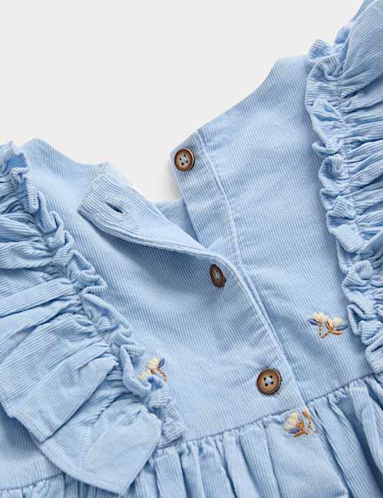 Pure Cotton Frill Floral Embroidered Dress (1-8 Yrs)