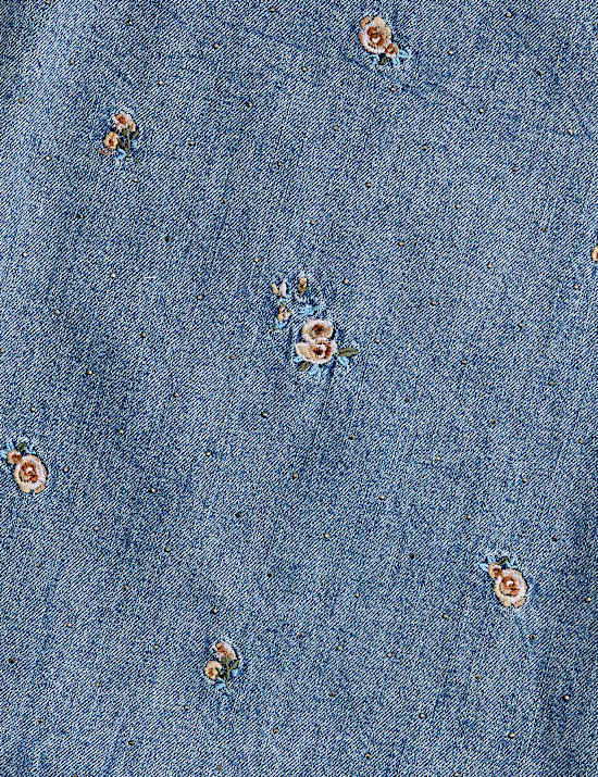 Denim Embroidered Pinafore (2-10 Years)