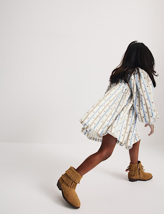 Pure Cotton Striped Floral Dress (1-8 Years)