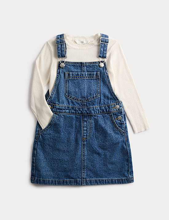 2pc Pure Cotton Denim Pinafore Outfit (2-8 Yrs)