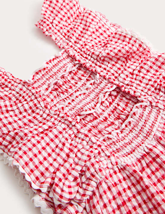 Čistě bavlněn&yacute; overal z materi&aacute;lu gingham (2&ndash;10 let)