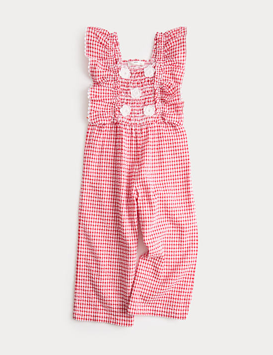 Čistě bavlněn&yacute; overal z materi&aacute;lu gingham (2&ndash;10 let)