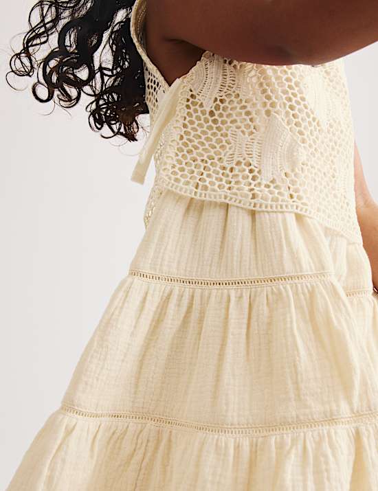Pure Cotton Crochet Fish Sleeveless Dress (2-10 Yrs)