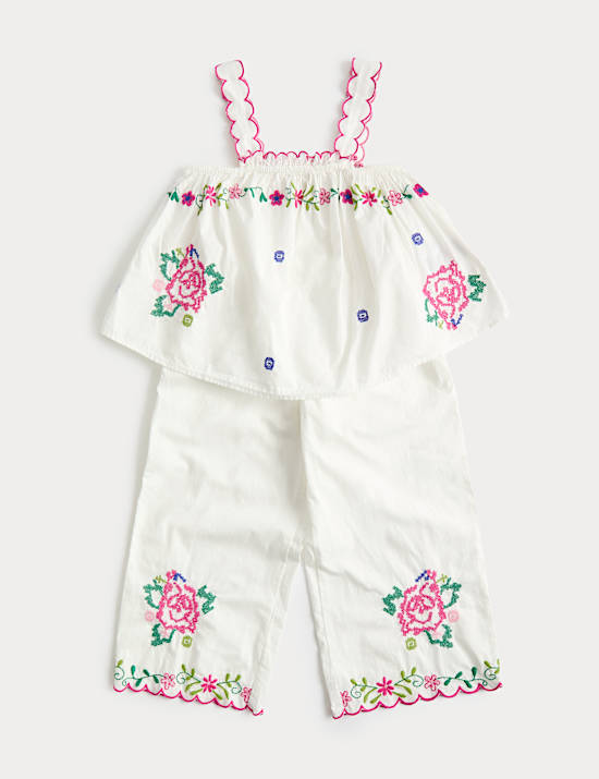 2 Piece Pure Cotton Embroidered Outfit (2-10 Yrs)