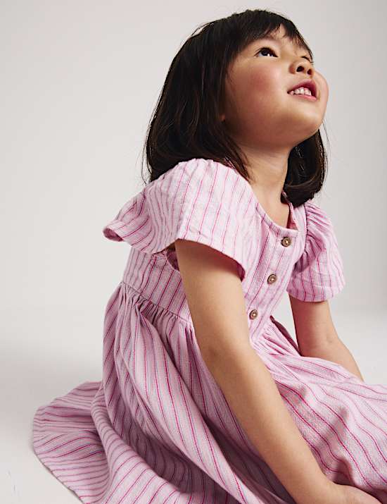 Pure Cotton Striped Dress (2-10 Yrs)