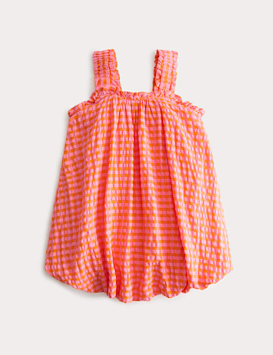 Pure Cotton Gingham Puffball Dress (2-10 Yrs)