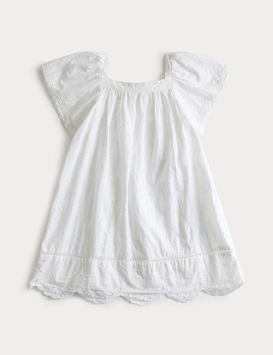 Pure Cotton Broderie Shell Dress (2-8 Yrs)