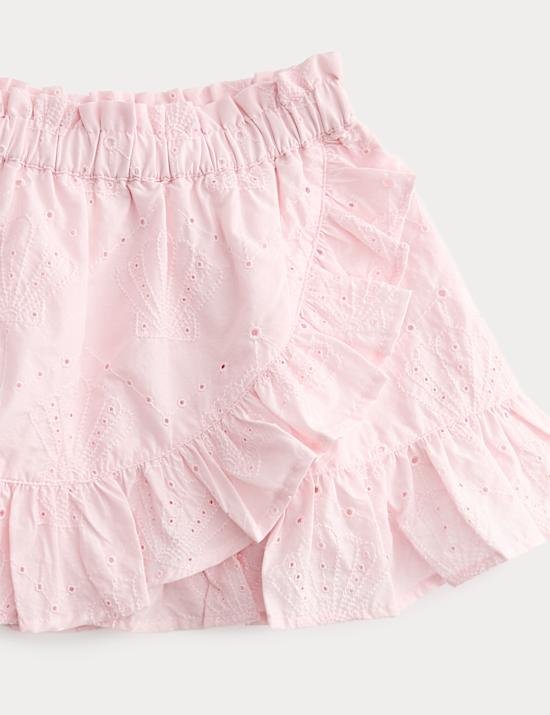 Zuiver katoenen rok met schelpenmotief en broderie (2-8 jaar)