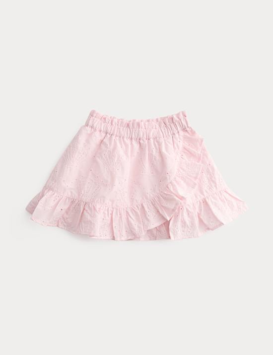 Zuiver katoenen rok met schelpenmotief en broderie (2-8 jaar)