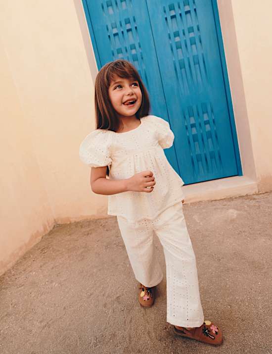 2 Piece Pure Cotton Shirred Trouser Outfit (2-10 Yrs)