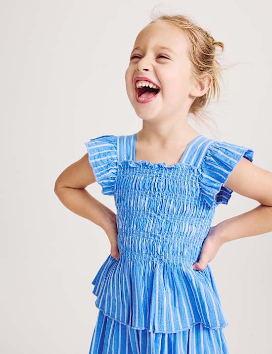 2 Piece Pure Cotton Shirred Outfit (2-8 Yrs)