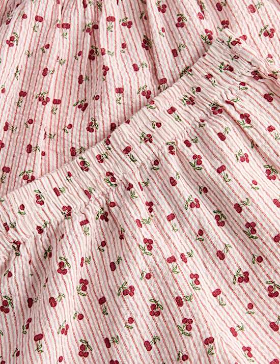 2-tlg. Outfit aus reiner Baumwolle mit Kirschen- Streifenmuster (2&ndash;10 J.)