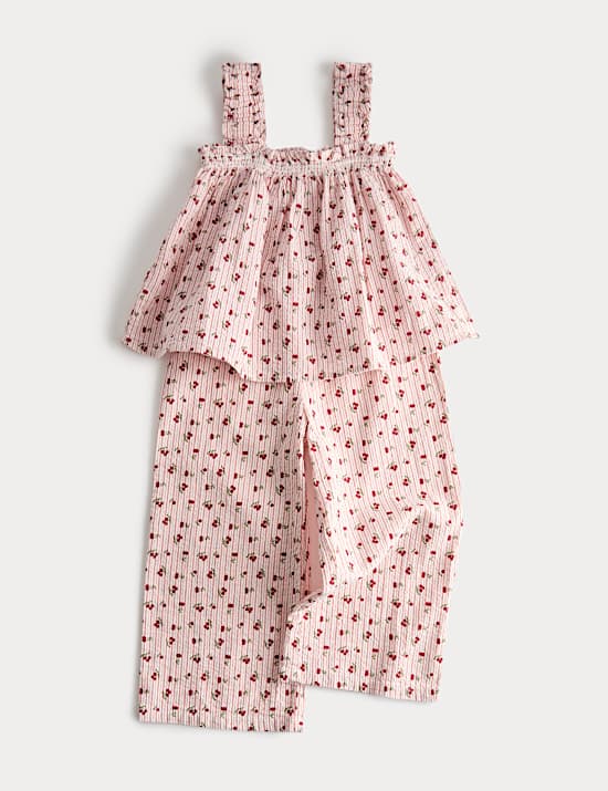 2 Piece Pure Cotton Cherry Striped Outfit (2-10 Yrs)