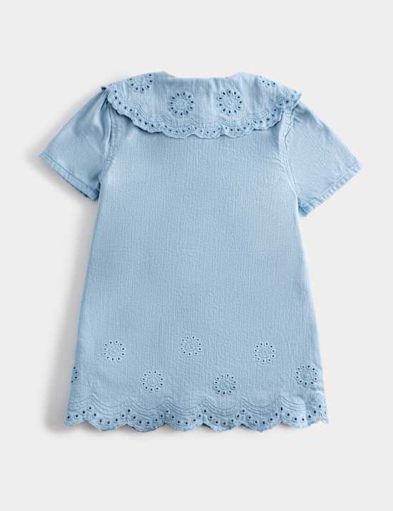 Cotton Rich Broderie Collar Dress (2-10 Yrs)