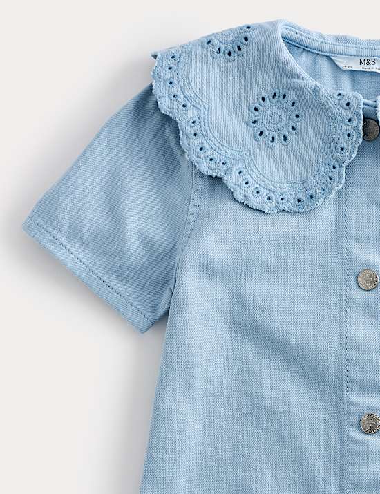 Cotton Rich Broderie Collar Dress (2-10 Yrs)