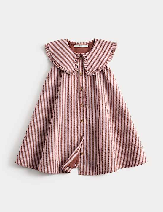 Pure Cotton Stripe Collared Dress (2-8 Yrs)