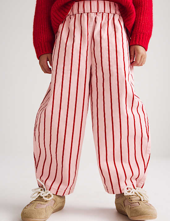 Cotton Rich Woven Striped Balloon Trousers (2-8 Yrs)
