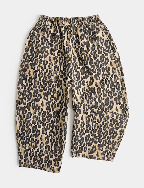 Cotton Rich Balloon Leg Leopard Trousers (2-8 Yrs)