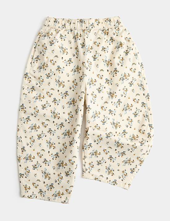 Cotton Rich Floral Woven Balloon Trousers (2-8 Yrs)