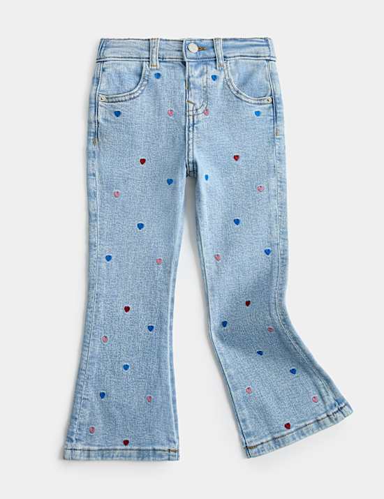 Denim Embroidered Heart Kickflare Jeans (2-8 Yrs)