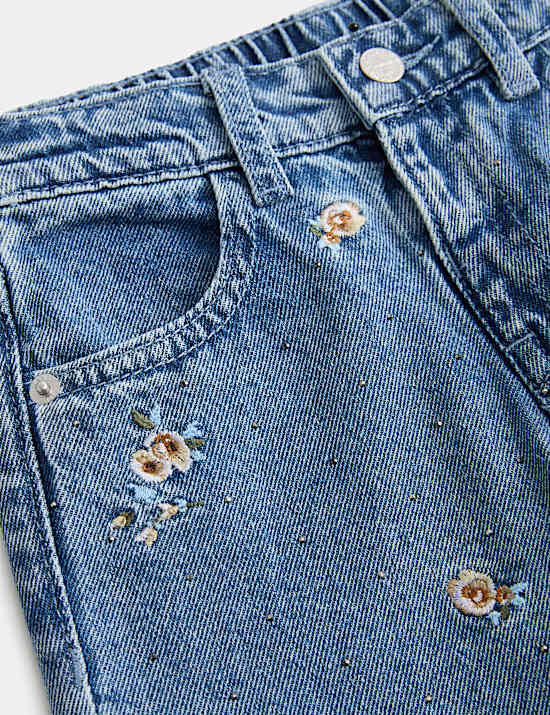 Floral Embroidered Denim Jeans (2-8 Yrs)