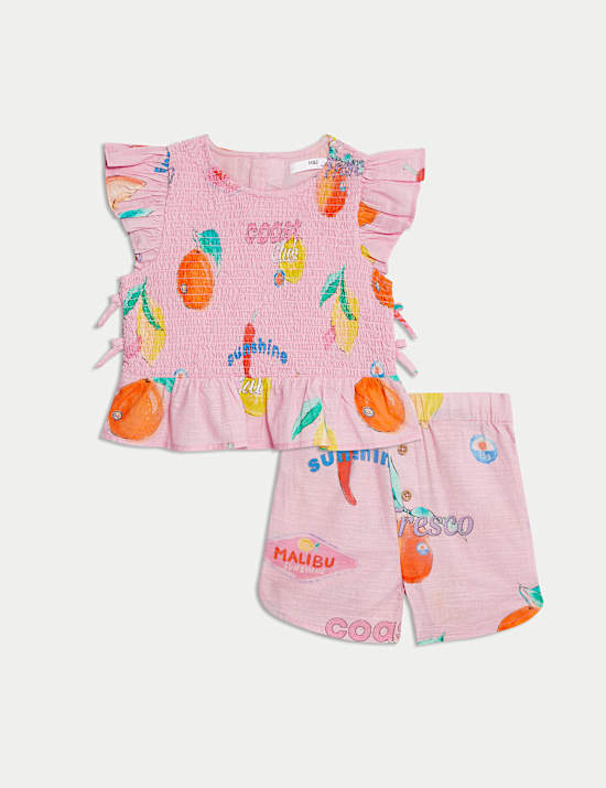 Σύνολο με σχέδιο φρούτα και υψηλή περιεκτικότητα σε βαμβάκι (2-16 ετών), σετ των 2