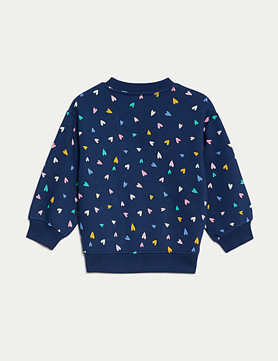 Katoenrijke sweater met hartjesprint (2-8 jaar)
