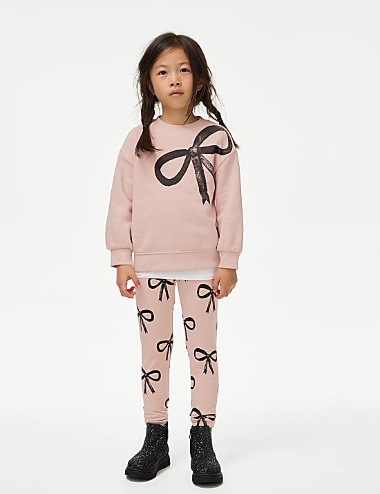 Cotton Rich Bow Sweatshirt (2-8 Yrs)