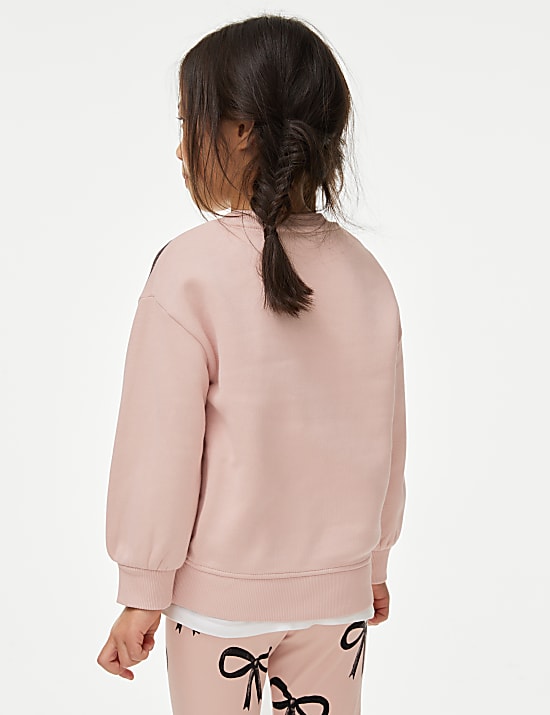 Cotton Rich Bow Sweatshirt (2-8 Yrs)