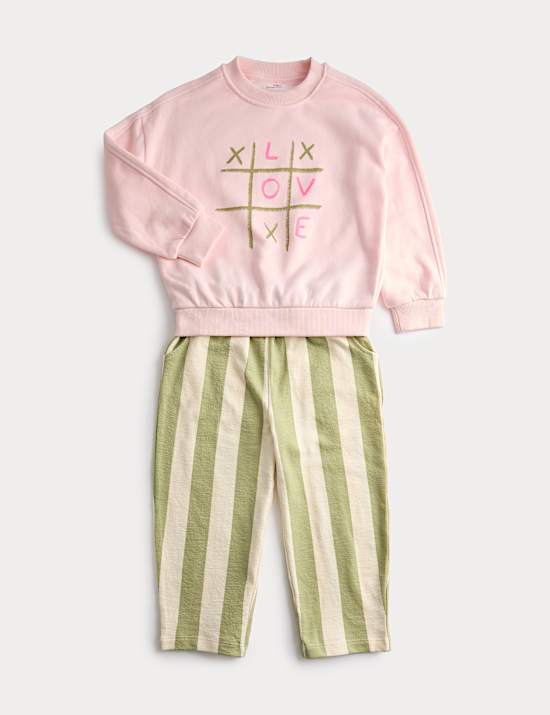 2 Piece Cotton Rich Striped Top & Trousers Outfit (12 Months-8 Years)