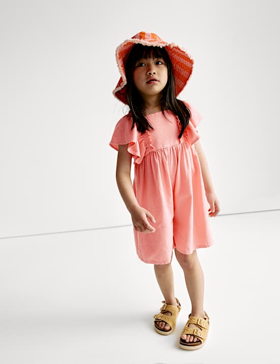 Linen Rich Frill Sleeve Playsuit (2-8 Yrs)