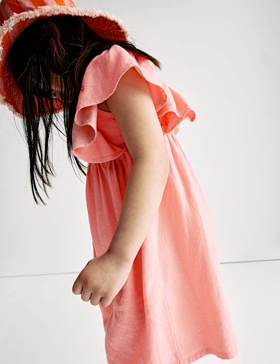 Linen Rich Frill Sleeve Playsuit (2-8 Yrs)